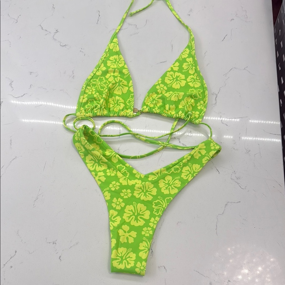 Kulani Kinis Lime Green Floral Bikini